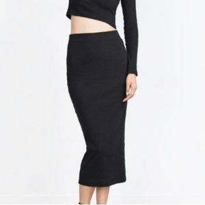 ZARA tube knit ribbed midi skirt